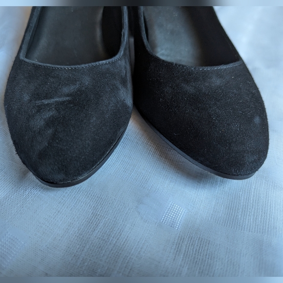 Eileen Fisher Pumps Black Suede Chunky Heel Sz 7 - Picture 6 of 8